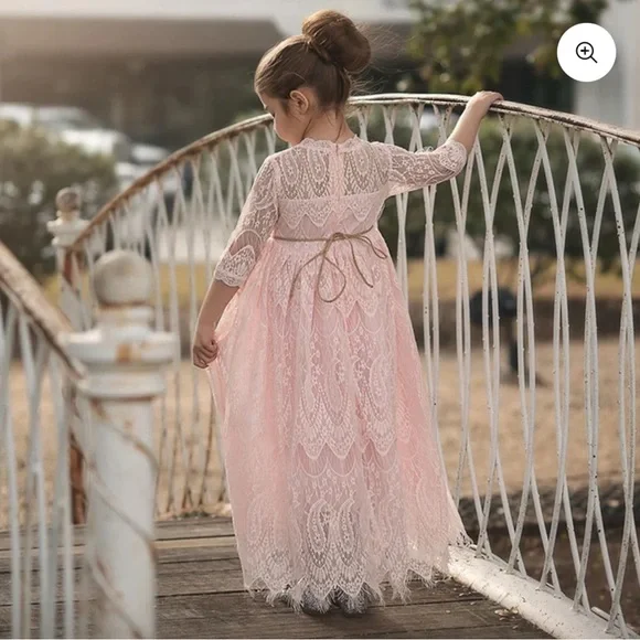 Trish Scully sz 4 Bella Rafaella pink lace formal dress for girls EUC NO BELT - Picture 2 of 7